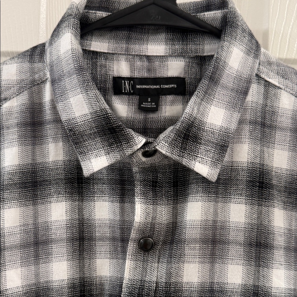 INC International Concepts Men's Monochrome Checkered Shirt